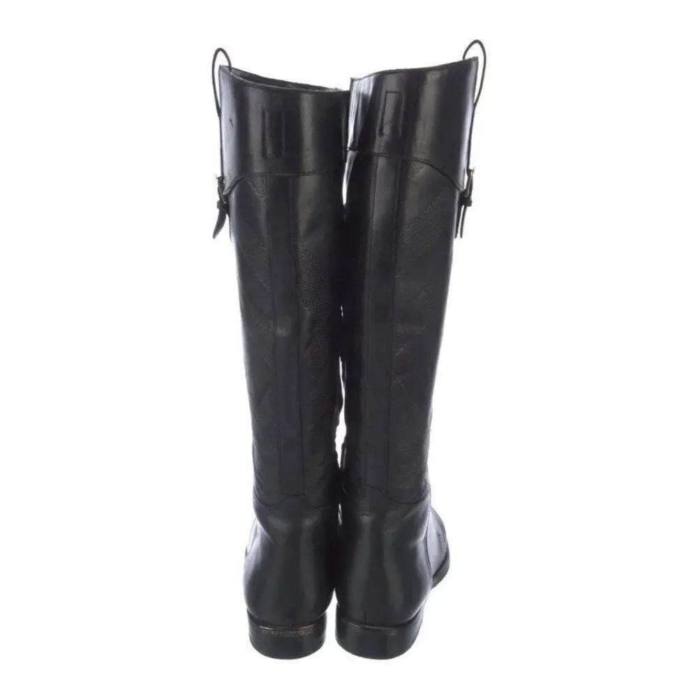 Burberry Authentic Solid Black Leather Riding Boots Knee High Equestrian Italy 8 - Picture 4 of 9